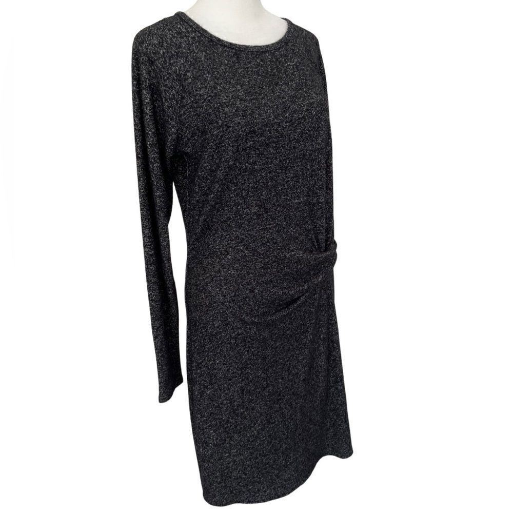 Athleta Solitude Dress, Black/ Gray Long Sleeve Ruched Waist 362808 size M - Picture 7 of 9